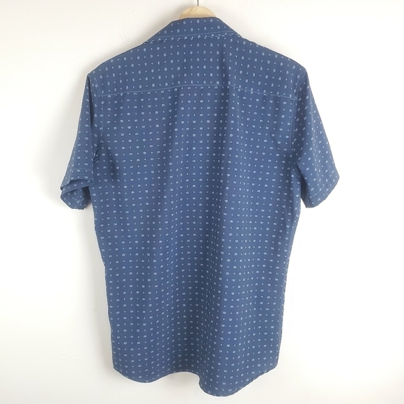 Nomad Small Short Sleeve button‎ up Shirt Stretch blue preppy frat - Picture 2 of 7